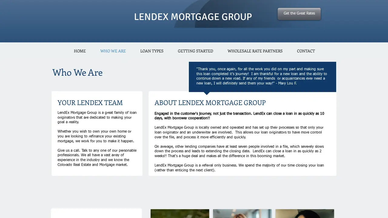 LendEx Mortgage Group page