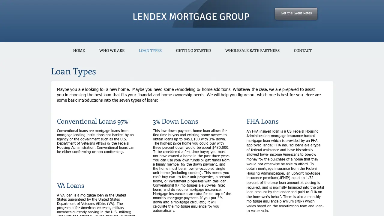 LendEx Mortgage Group page