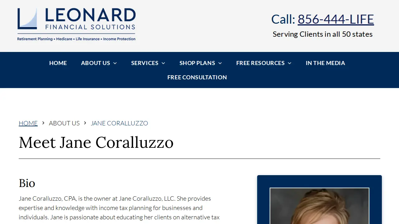 Leonard Financial Solutions page