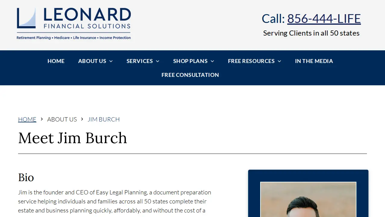 Leonard Financial Solutions page