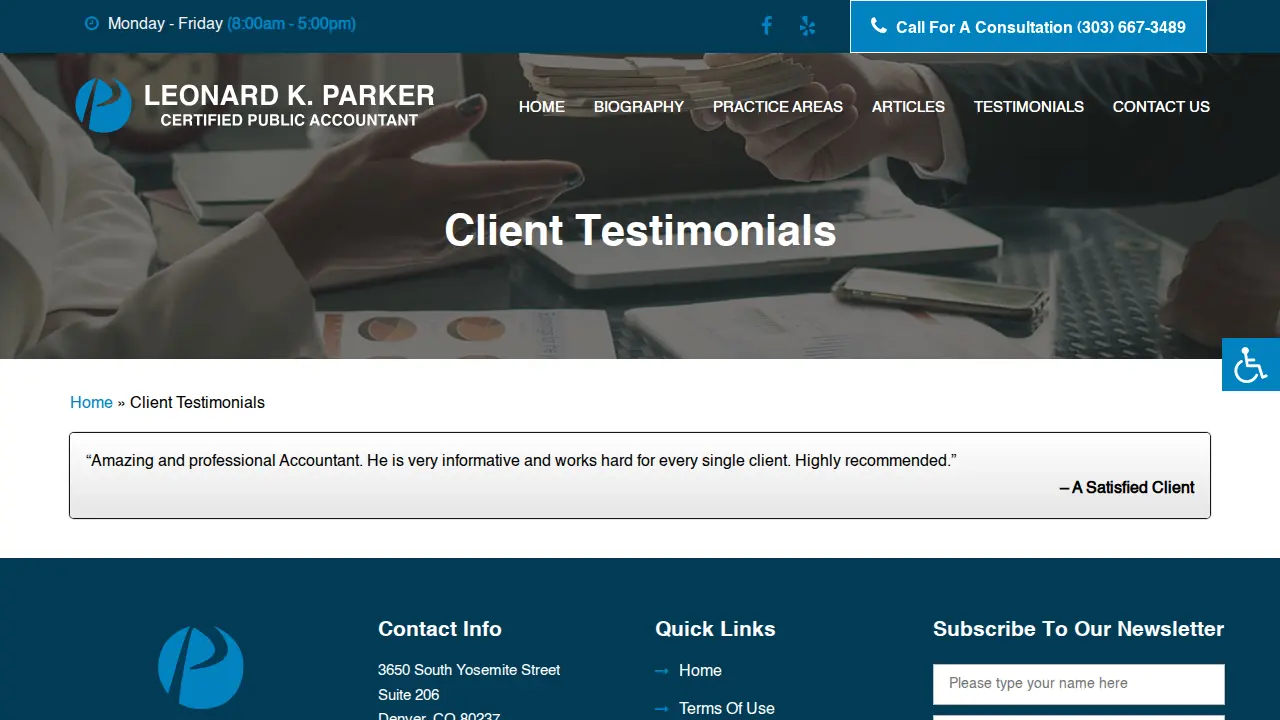 Leonard Parker, CPA page
