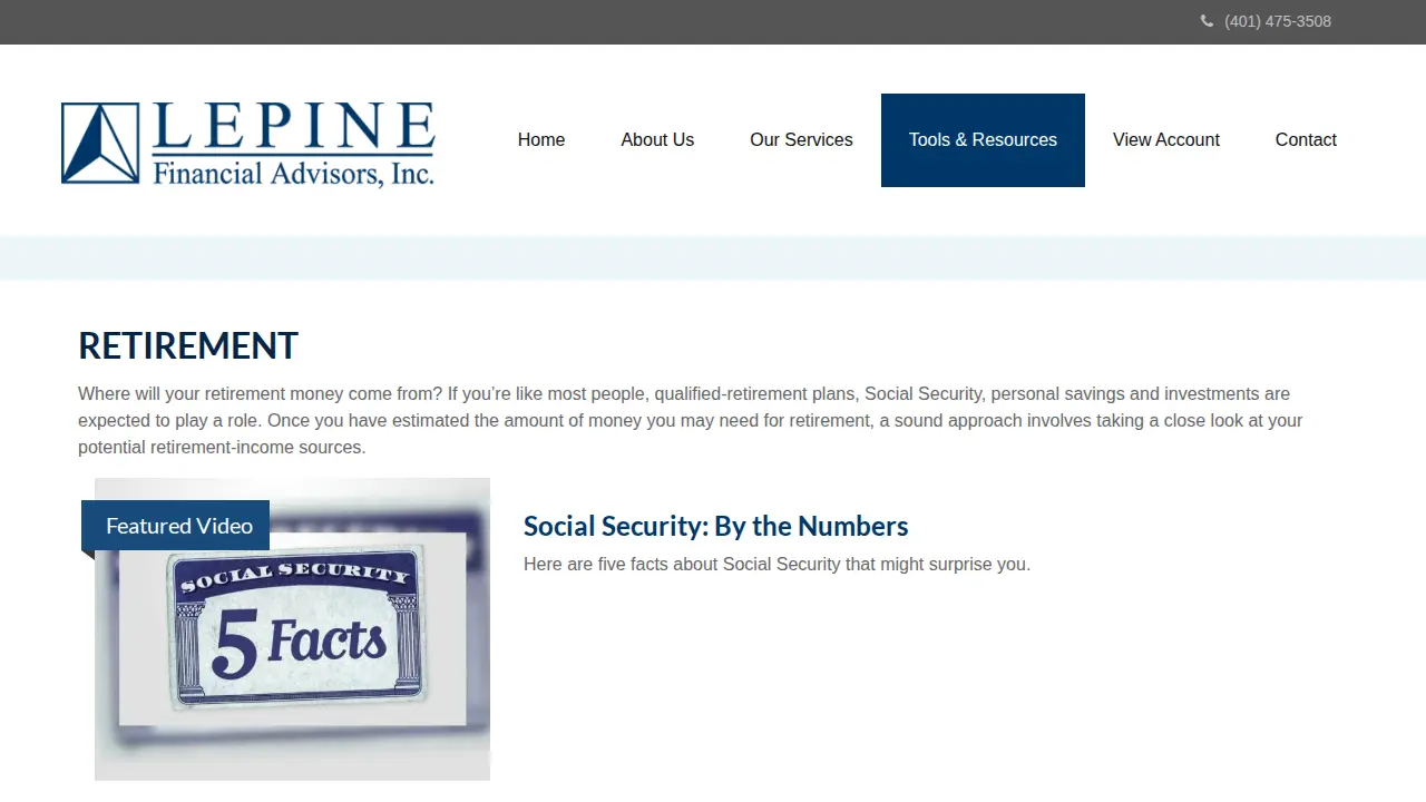 Lepine Financial Advisors page