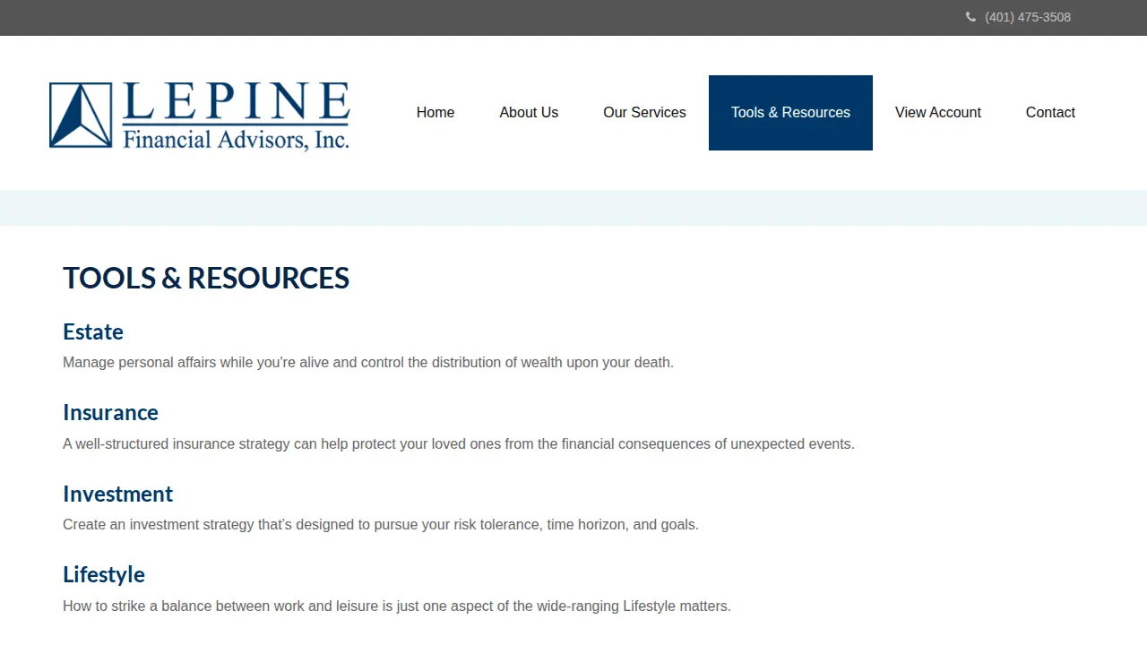Lepine Financial Advisors page