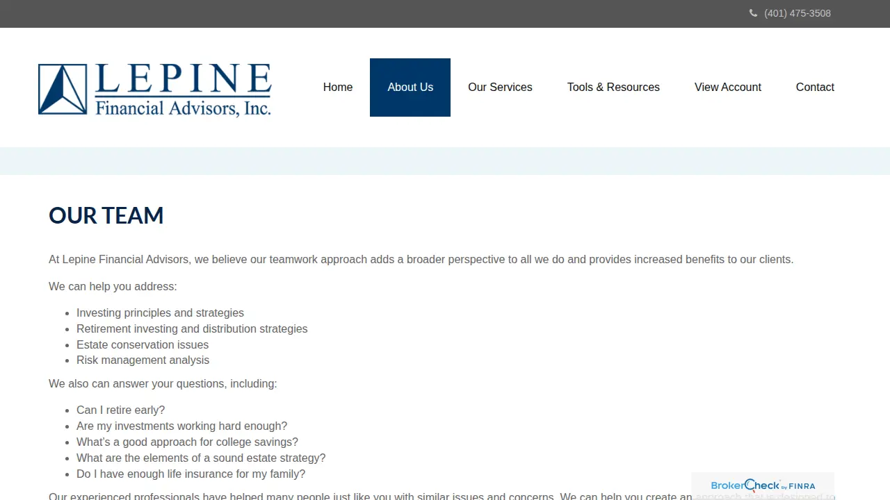 Lepine Financial Advisors page