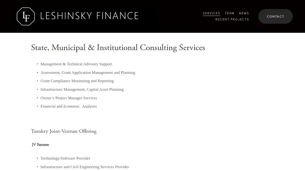 Leshinsky Finance page