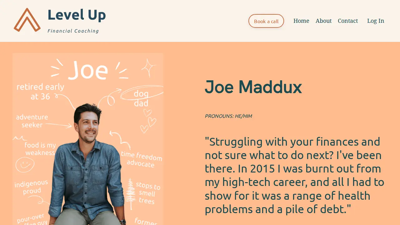 Level Up Financial Coaching page