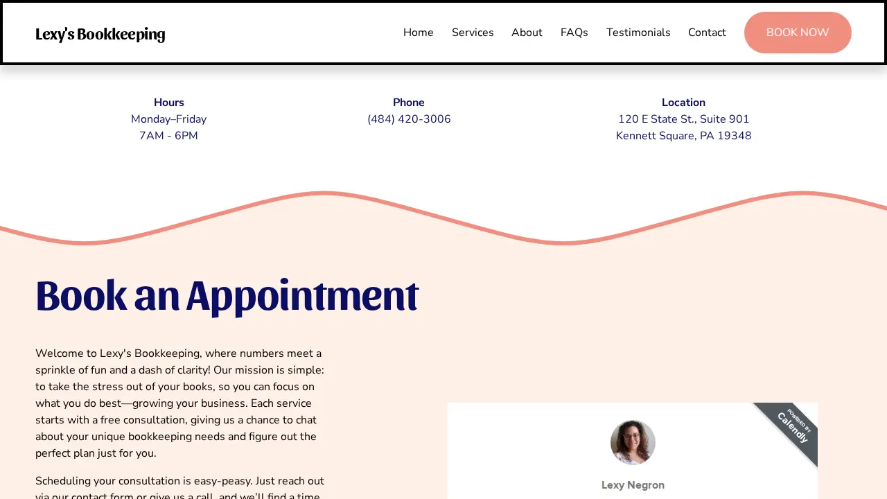 Lexy's Bookkeeping page
