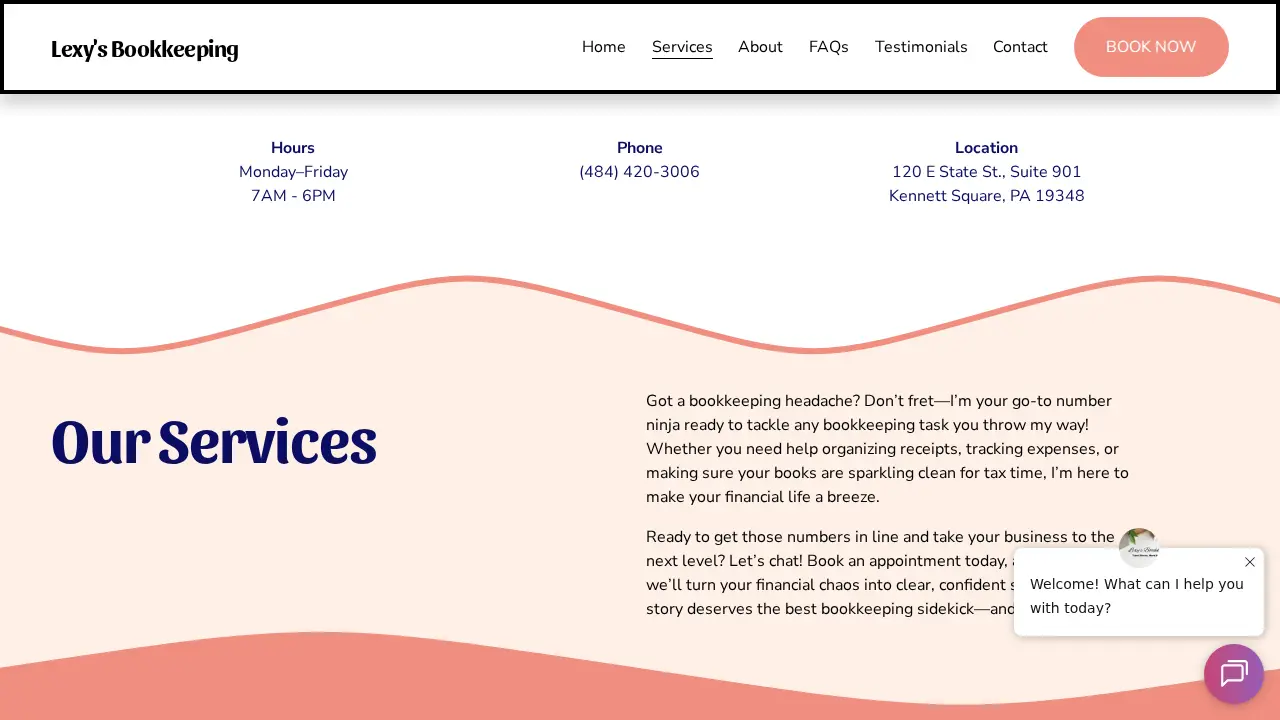 Lexy's Bookkeeping page
