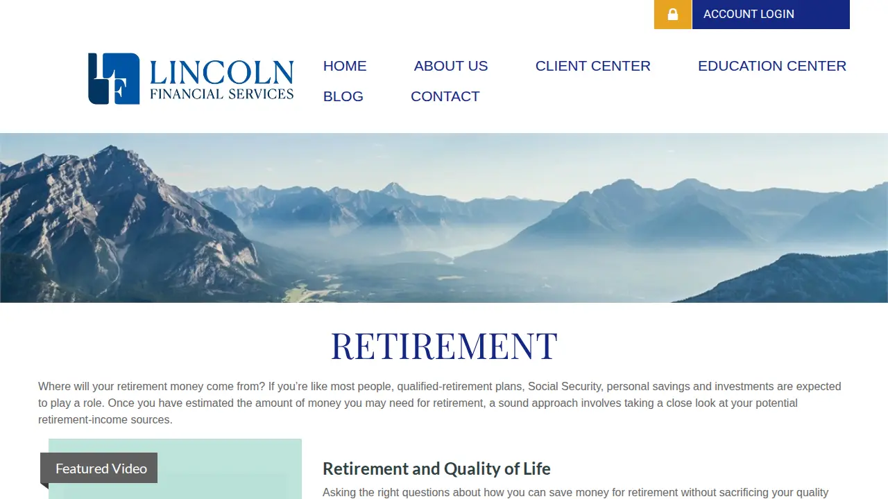 Lincoln Financial Services page