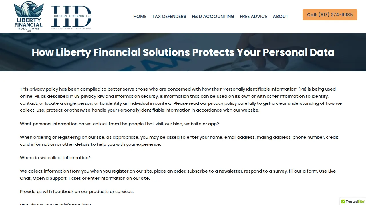 Liberty Financial Solutions | Horton Dennis CPA page