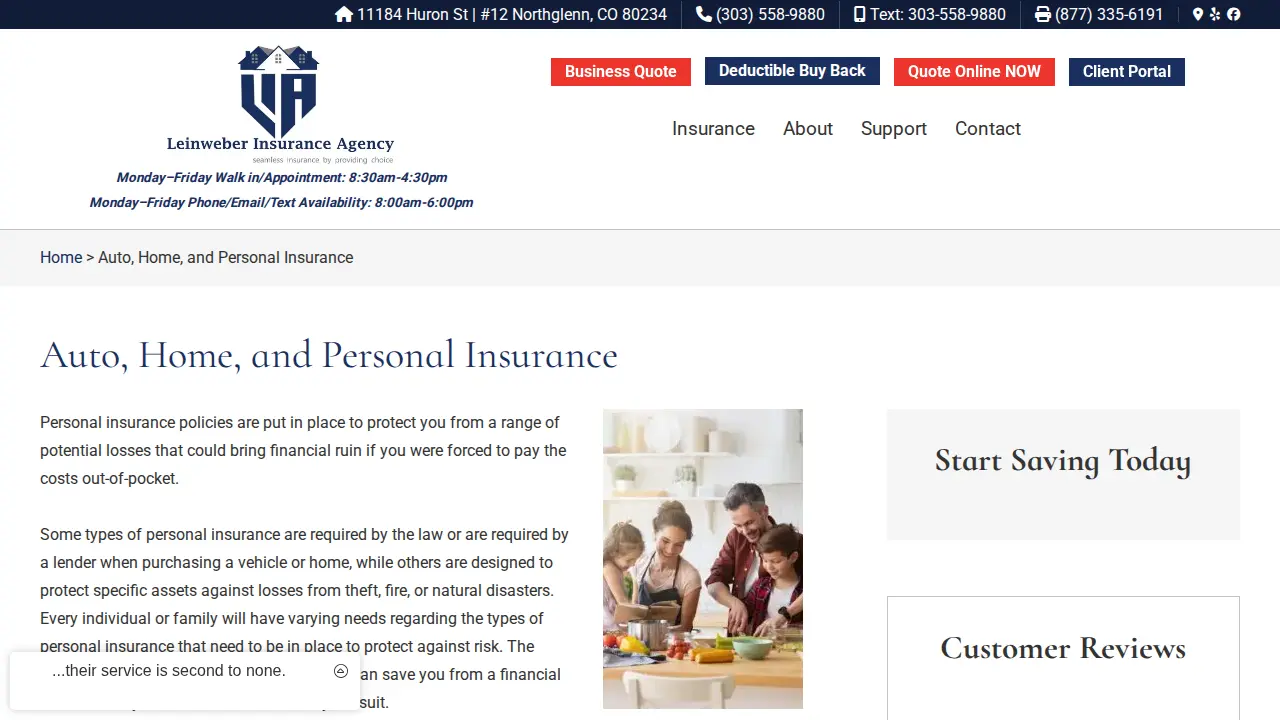 Leinweber Insurance Agency page