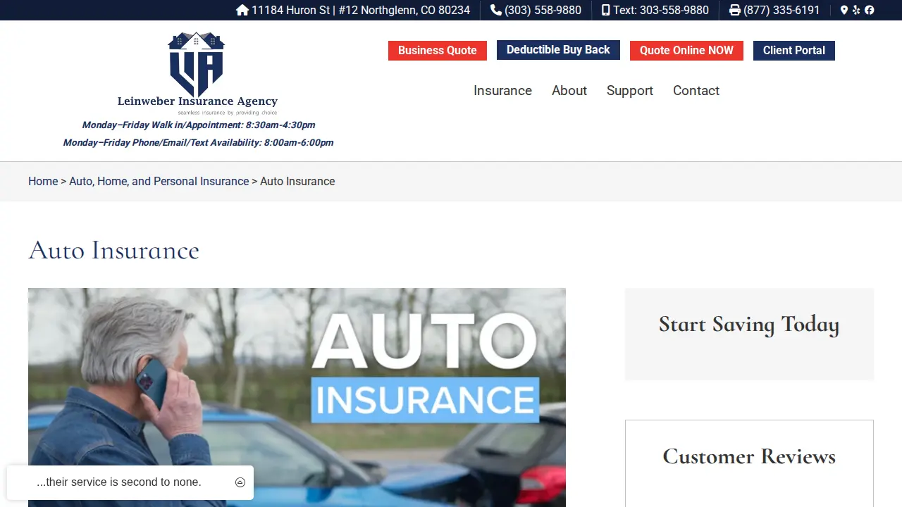 Leinweber Insurance Agency page