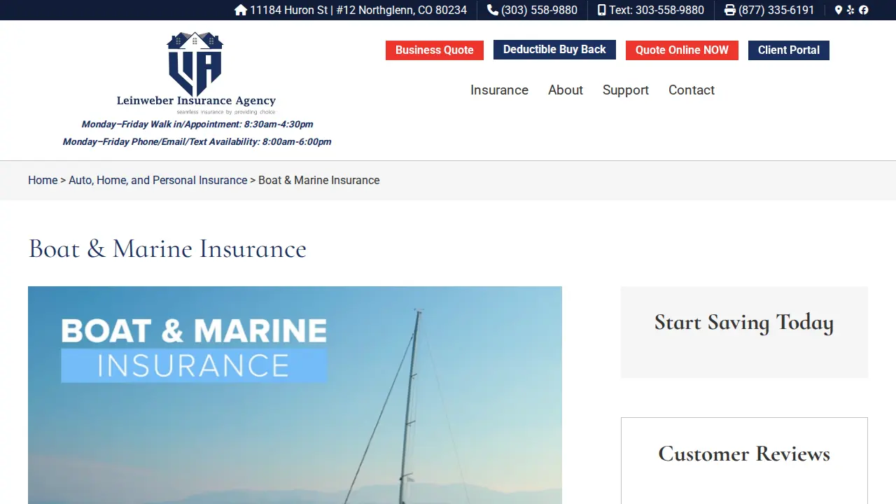 Leinweber Insurance Agency page