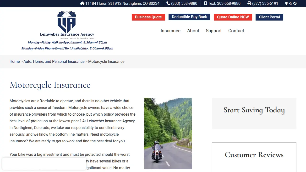Leinweber Insurance Agency page