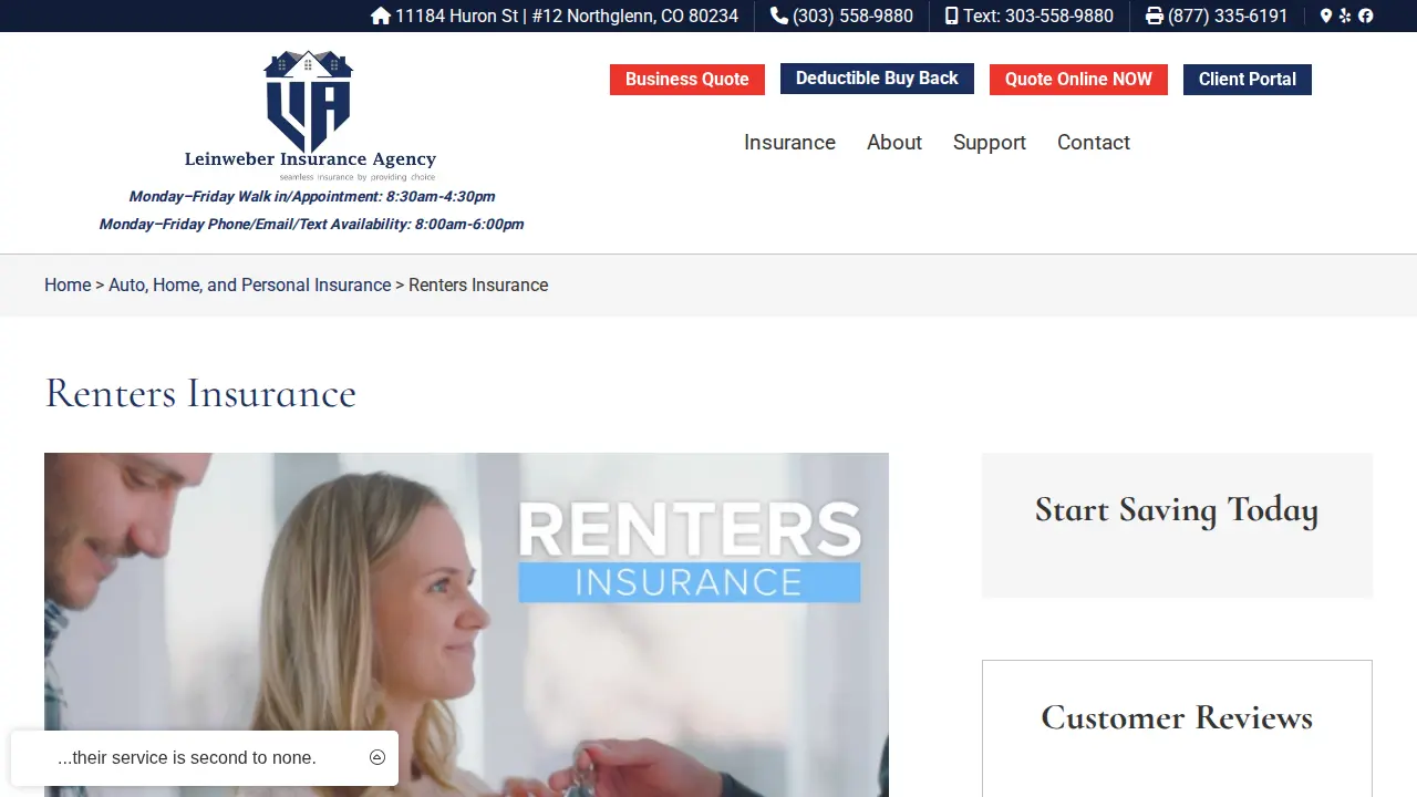 Leinweber Insurance Agency page