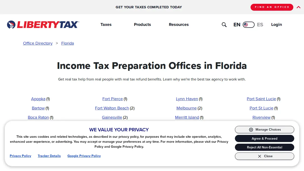 Liberty Tax page