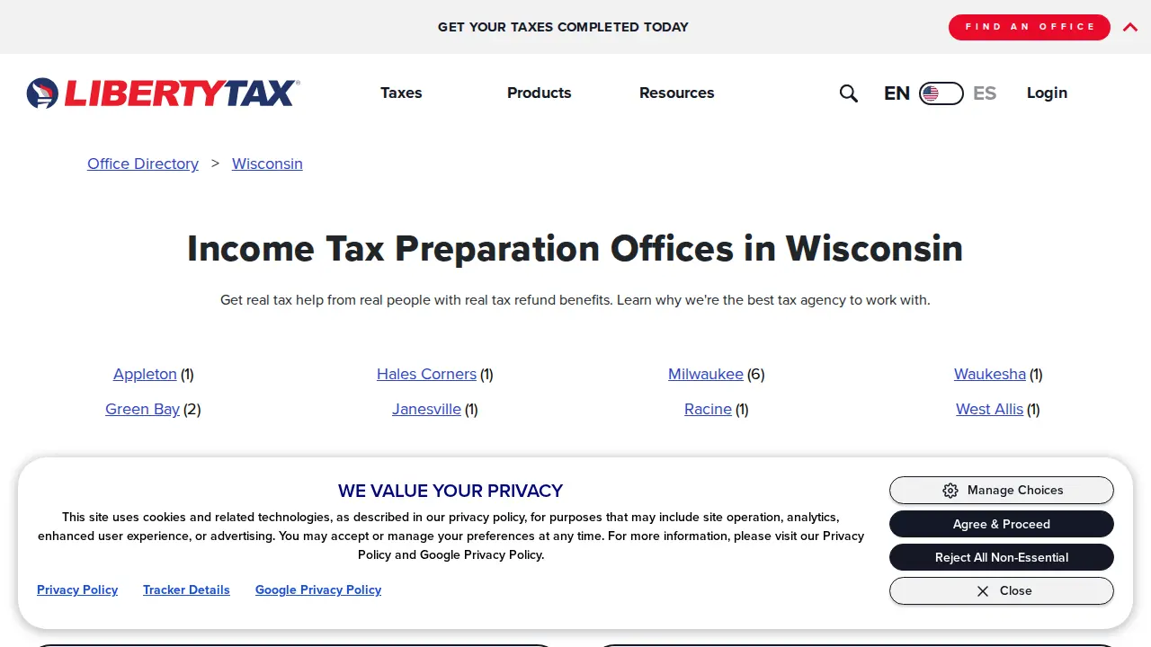 Liberty Tax page