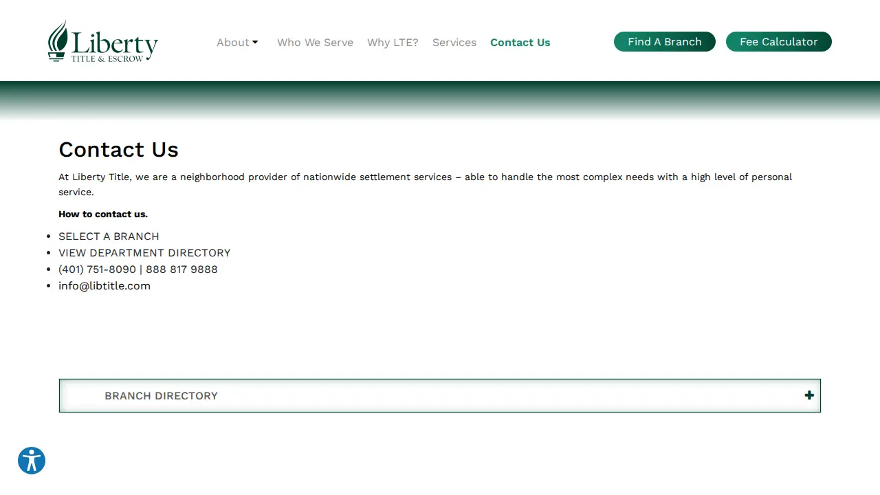 Liberty Title & Escrow page