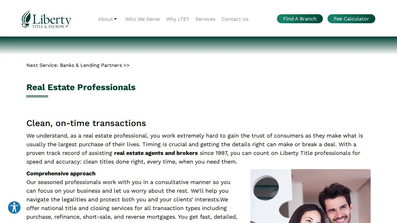 Liberty Title & Escrow page