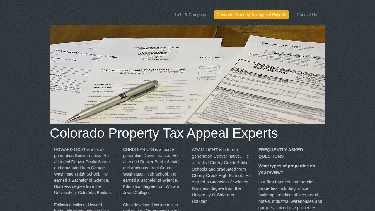Licht & Company, Inc. Property Tax Appeals page