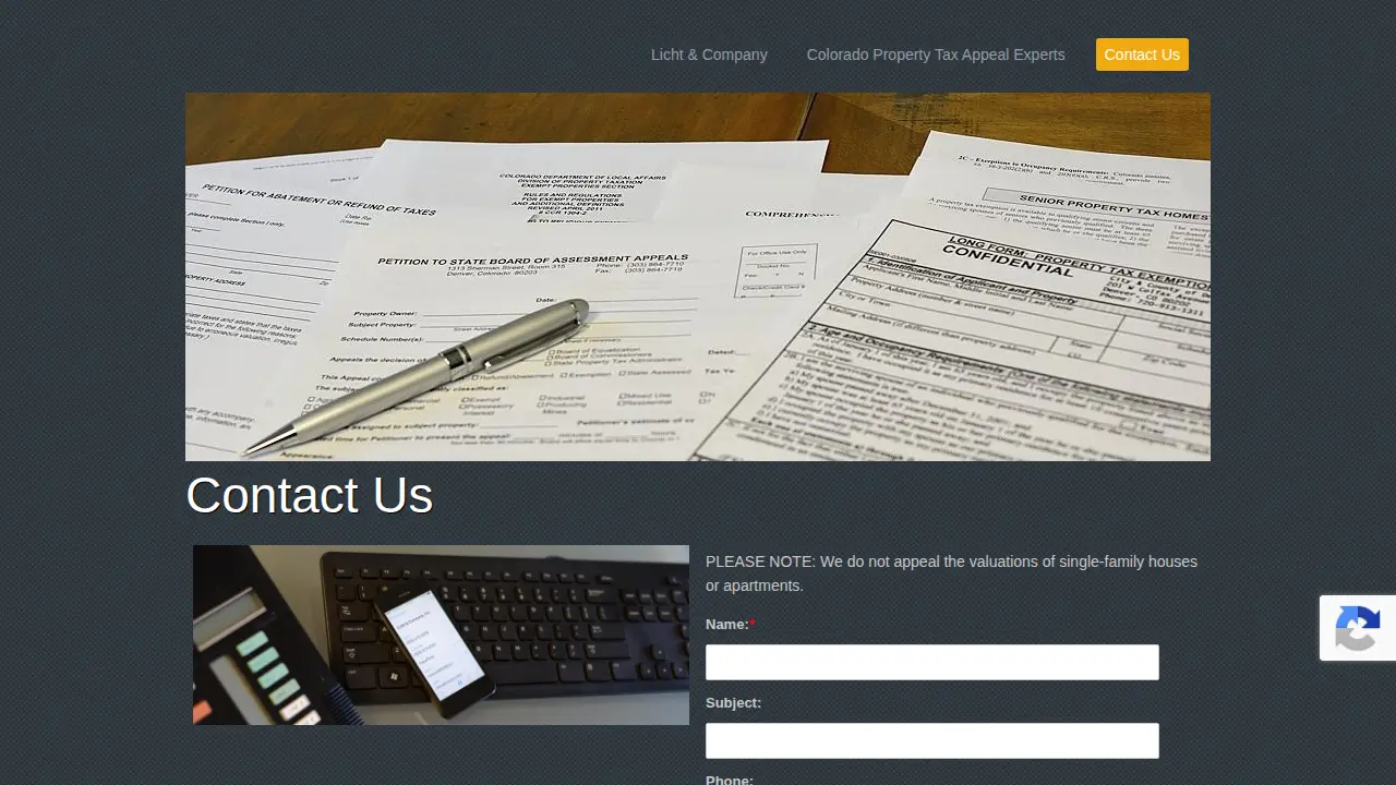Licht & Company, Inc. Property Tax Appeals page