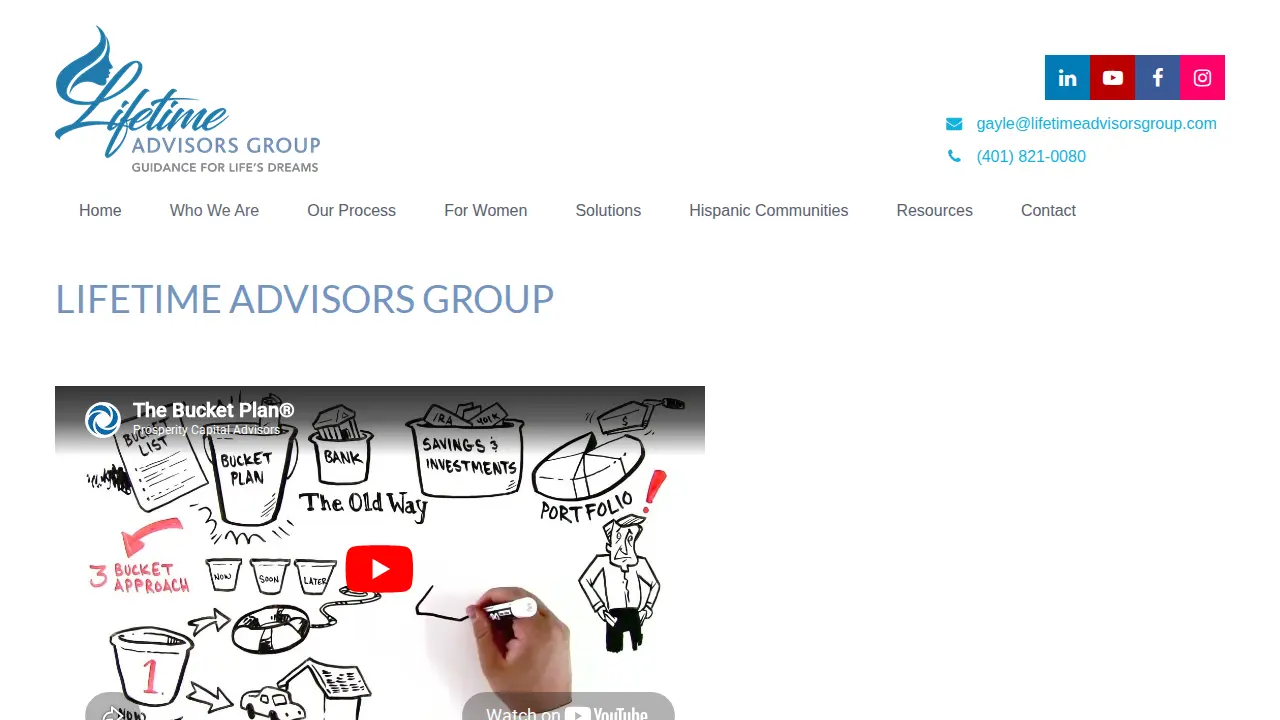 Lifetime Advisors Group page