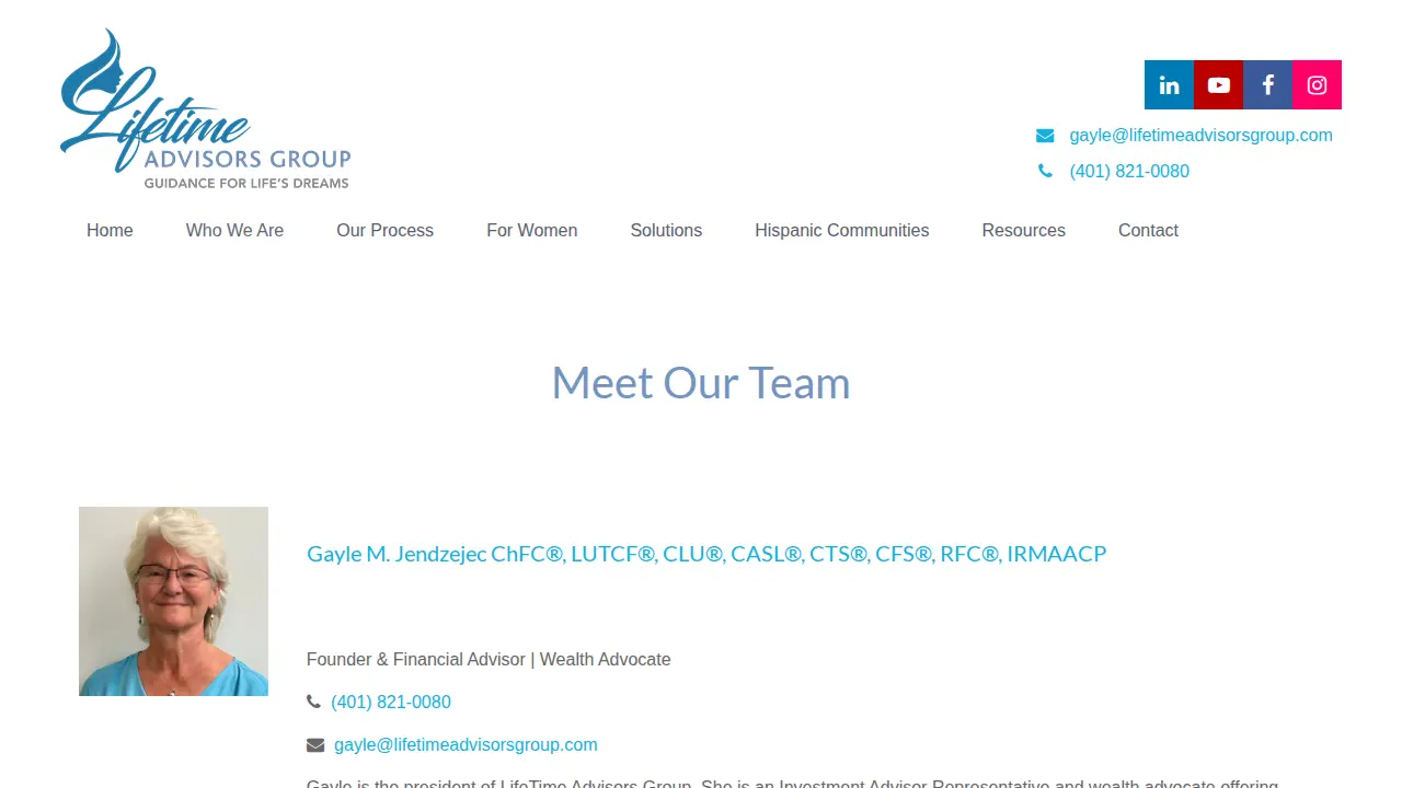 Lifetime Advisors Group page