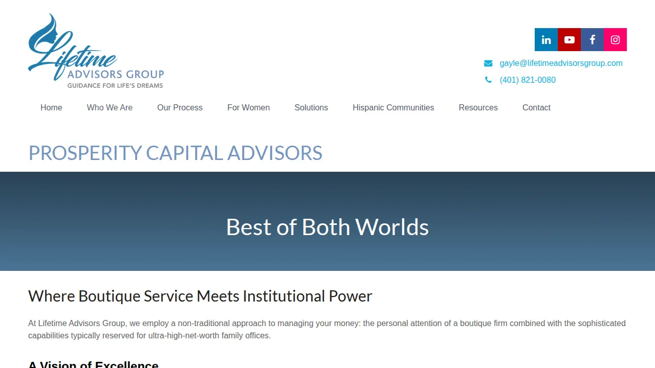 Lifetime Advisors Group page