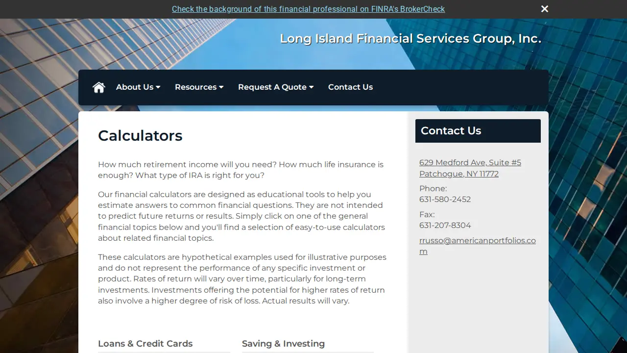 Long Island Financial Services Group page