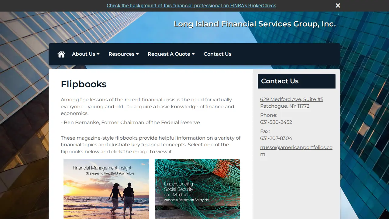 Long Island Financial Services Group page