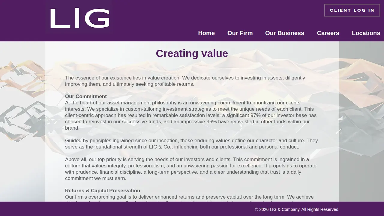L.I.G ADVISORY SERVICES: CPA page