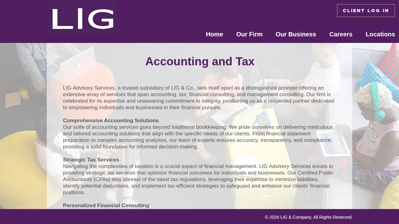 L.I.G ADVISORY SERVICES: CPA
