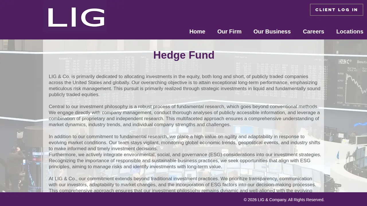 L.I.G ADVISORY SERVICES: CPA page