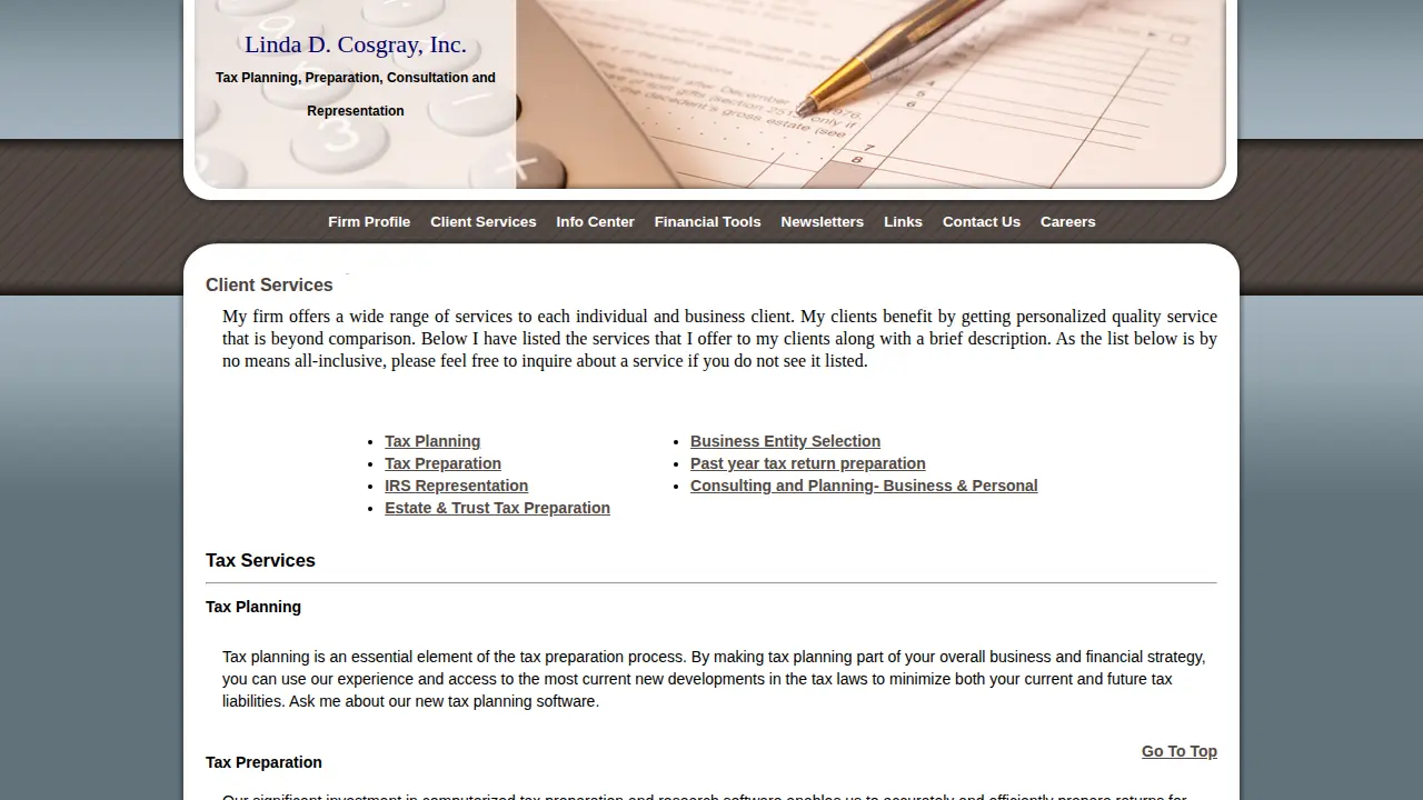 Linda D. Cosgray, Inc. page