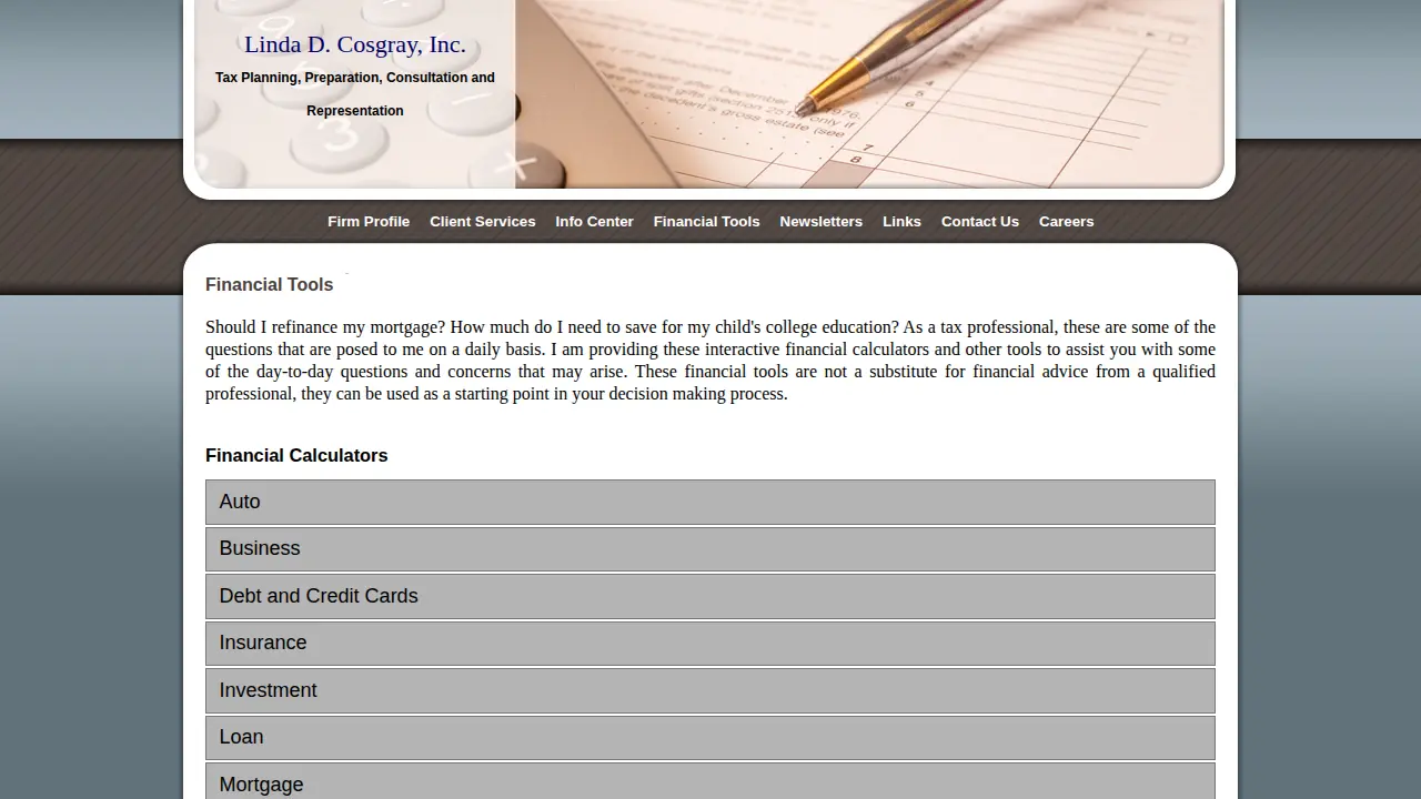 Linda D. Cosgray, Inc. page