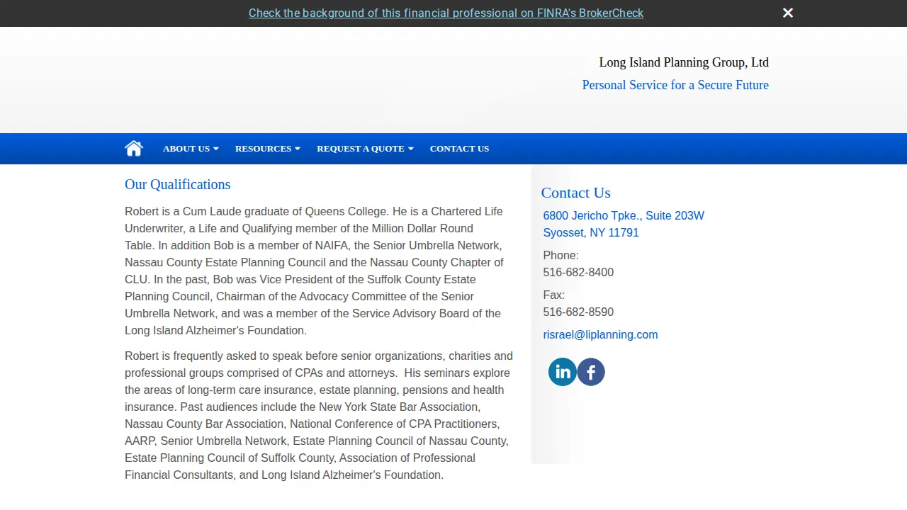 Long Island Planning Group page