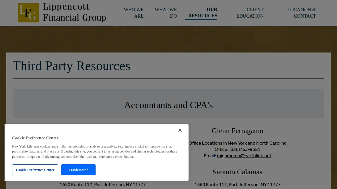 Lippencott Financial Group page