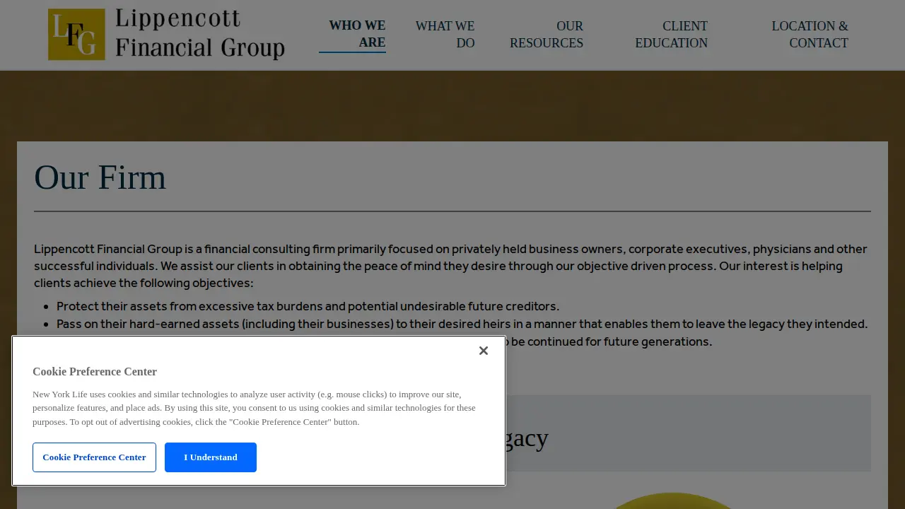 Lippencott Financial Group page