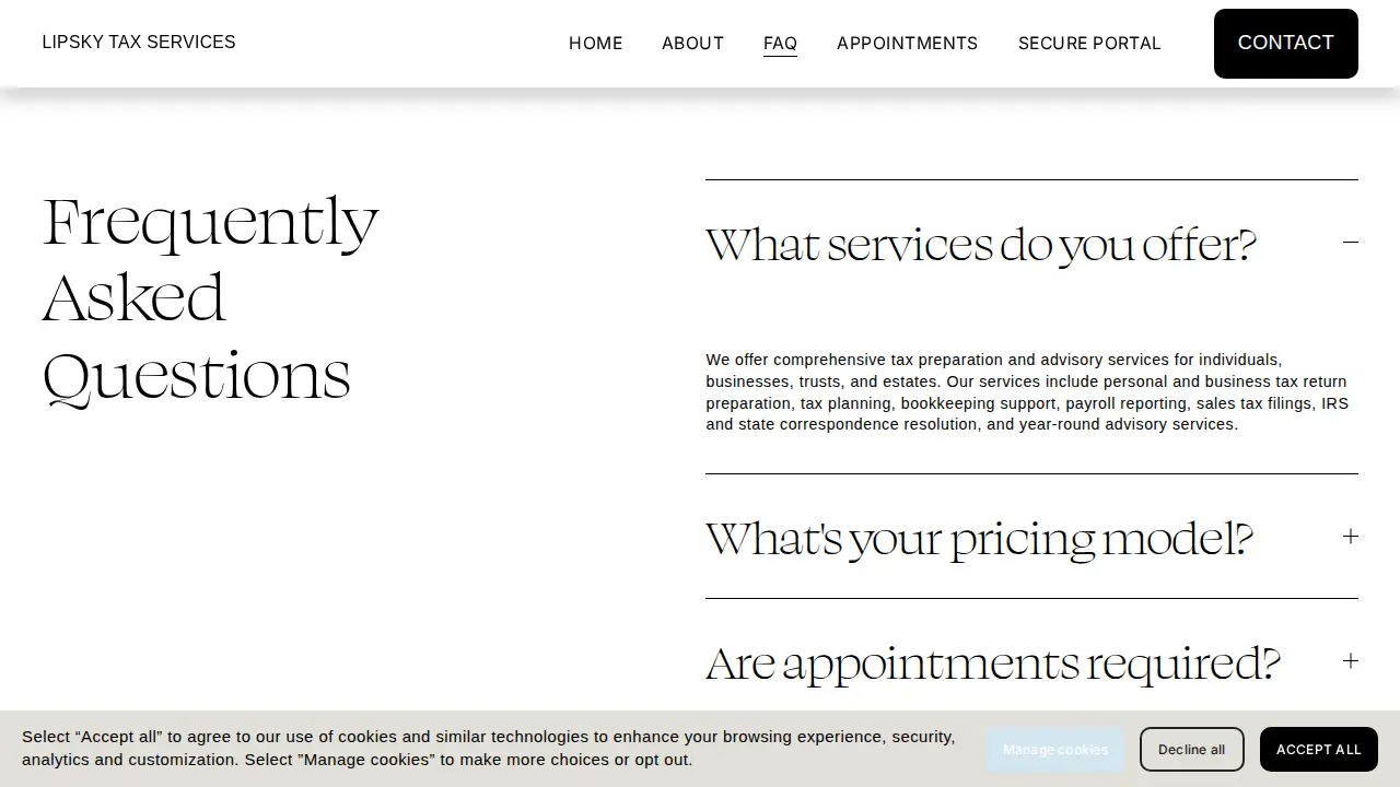 Lipsky Tax Services page