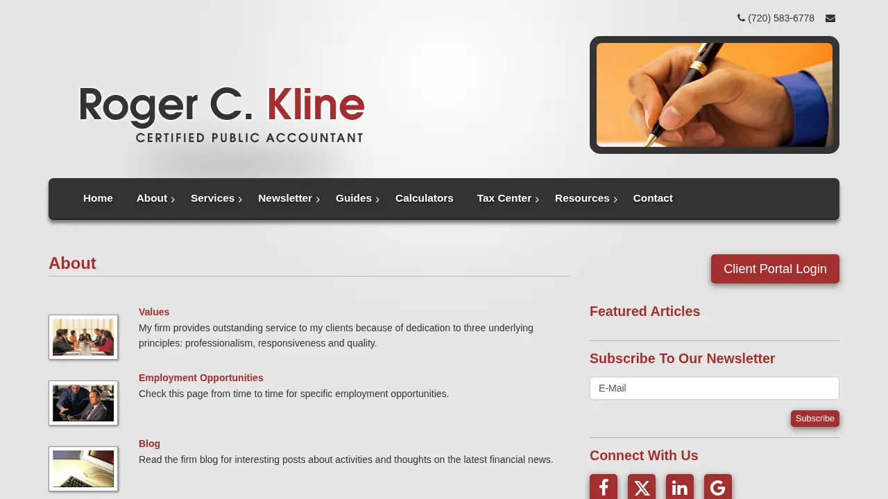 Roger C. Kline CPA page