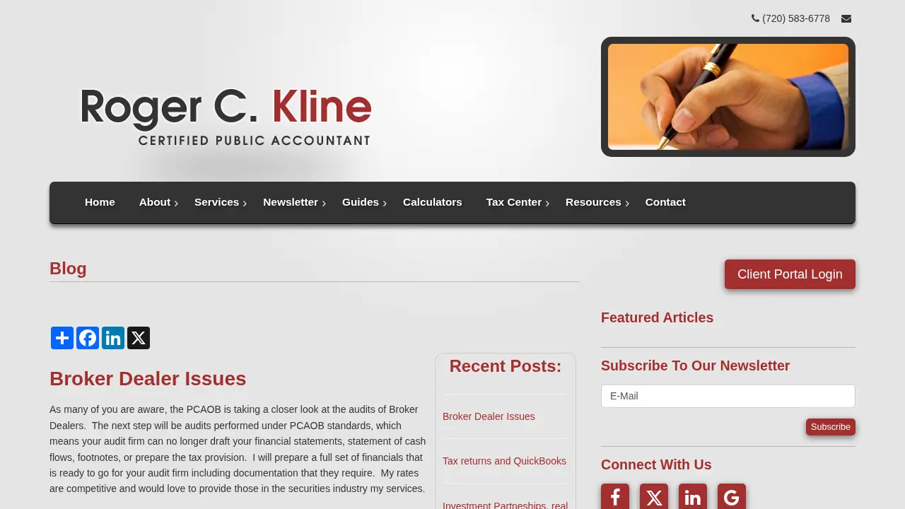 Roger C. Kline CPA page
