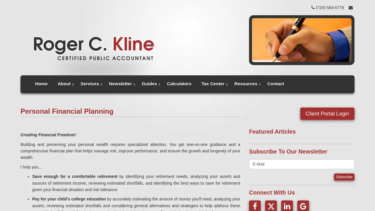 Roger C. Kline CPA page