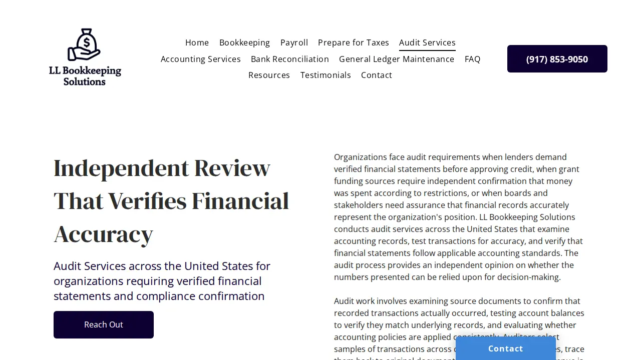 LL Bookkeeping Solutions page
