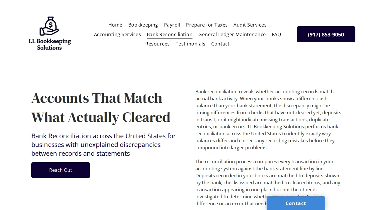 LL Bookkeeping Solutions page