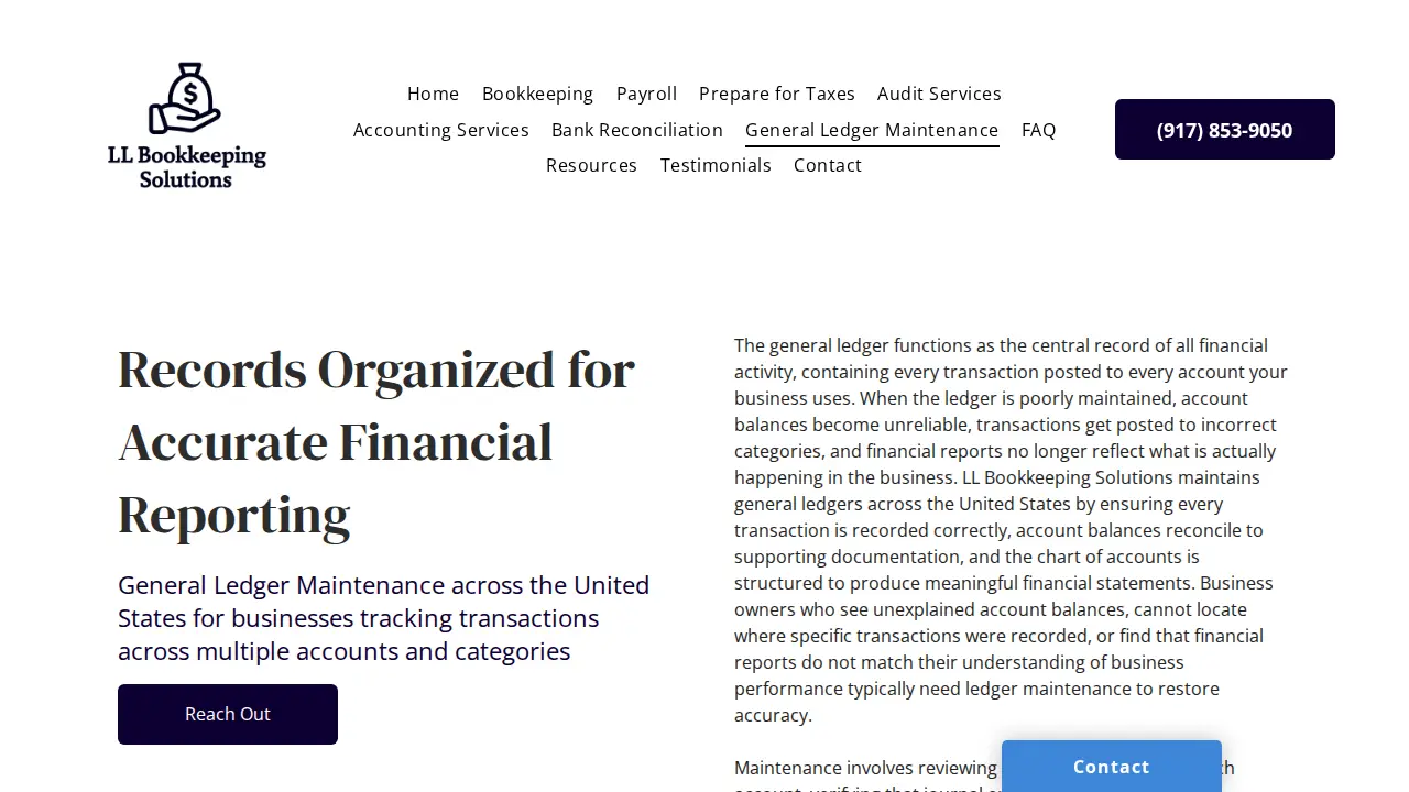 LL Bookkeeping Solutions page
