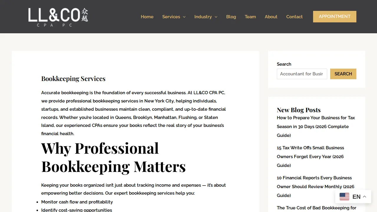 LL&CO CPA PC - Accounting Firm in Flushing page