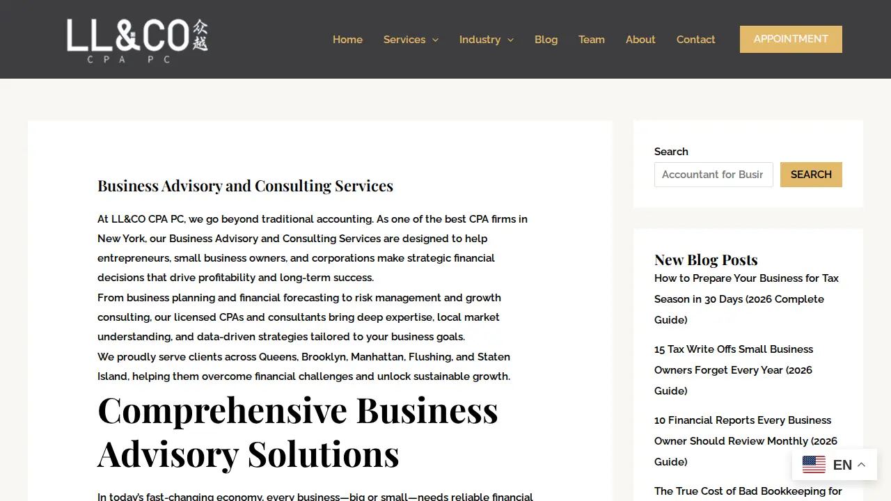 LL&CO CPA PC - Accounting Firm in Flushing page