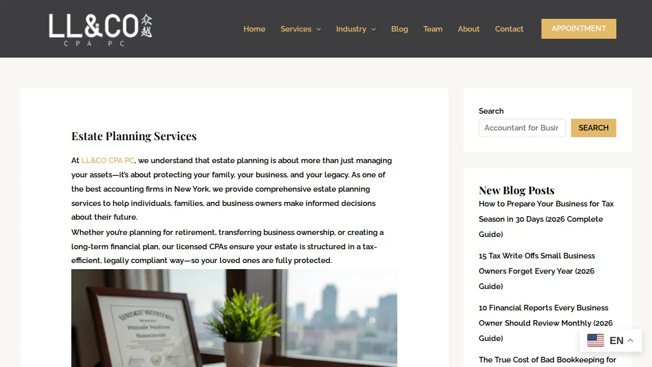 LL&CO CPA PC - Accounting Firm in Flushing page
