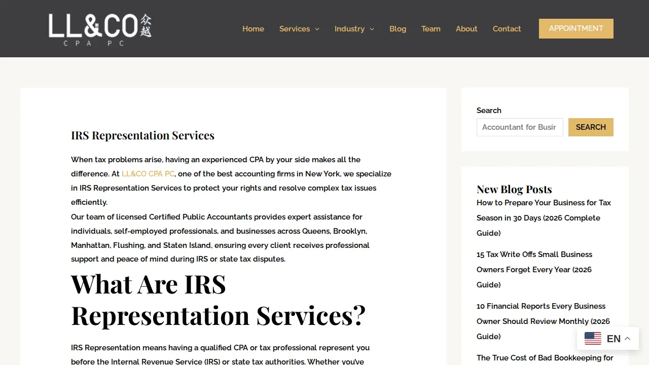 LL&CO CPA PC - Accounting Firm in Flushing page