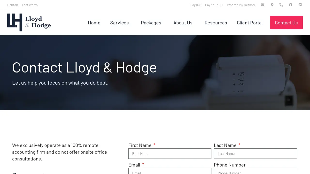 Lloyd and Hodge Tax and Accounting Services page